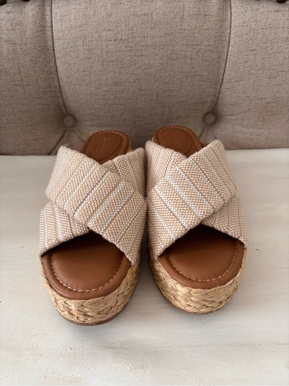 Target A New Day Woven Platform Slide Sandals Beige Size 8 1/2